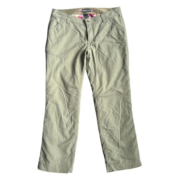 Marmot Women's green hiking pant flannel lining size 12 - Picture 1 of 13